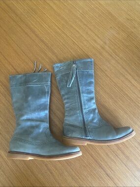Elephantito Gray Tall Leather Riding Boots Zip Boots toddler 31.5 1.5